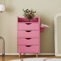 4 Layer Salon Storage Cabinet,Beauty Barber Salon Styling Station Organizer Equipment,Hair Stylist Station Set With 2 Hair Dryer Holders,4 Drawers And Raised Table Legs Pink Mdf