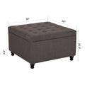 Large Square Storage Ottoman Bench, Tufted Upholstered Coffee Table With Storage, Oversized Storage Ottomans Toy Box Footrest For Living Room, Dark Grey Grey Wood Backless Wood Square Armless With Storage Wood Fabric