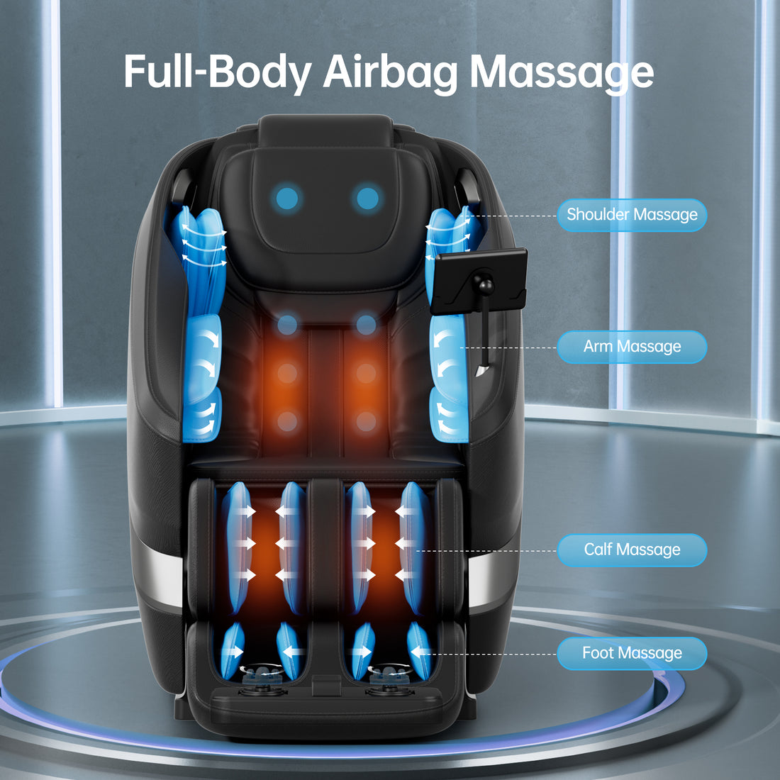 2024 Massage Chair Full Body, Shiatsu Massage Chair Recliner With Airbag Massage, Lcd Touch Screen, Lower Back And Calf Heating, Customizable Features And Zero Gravity Modes Black Black Faux Leather Power Remote Primary Living Space Push Button Foam Abs