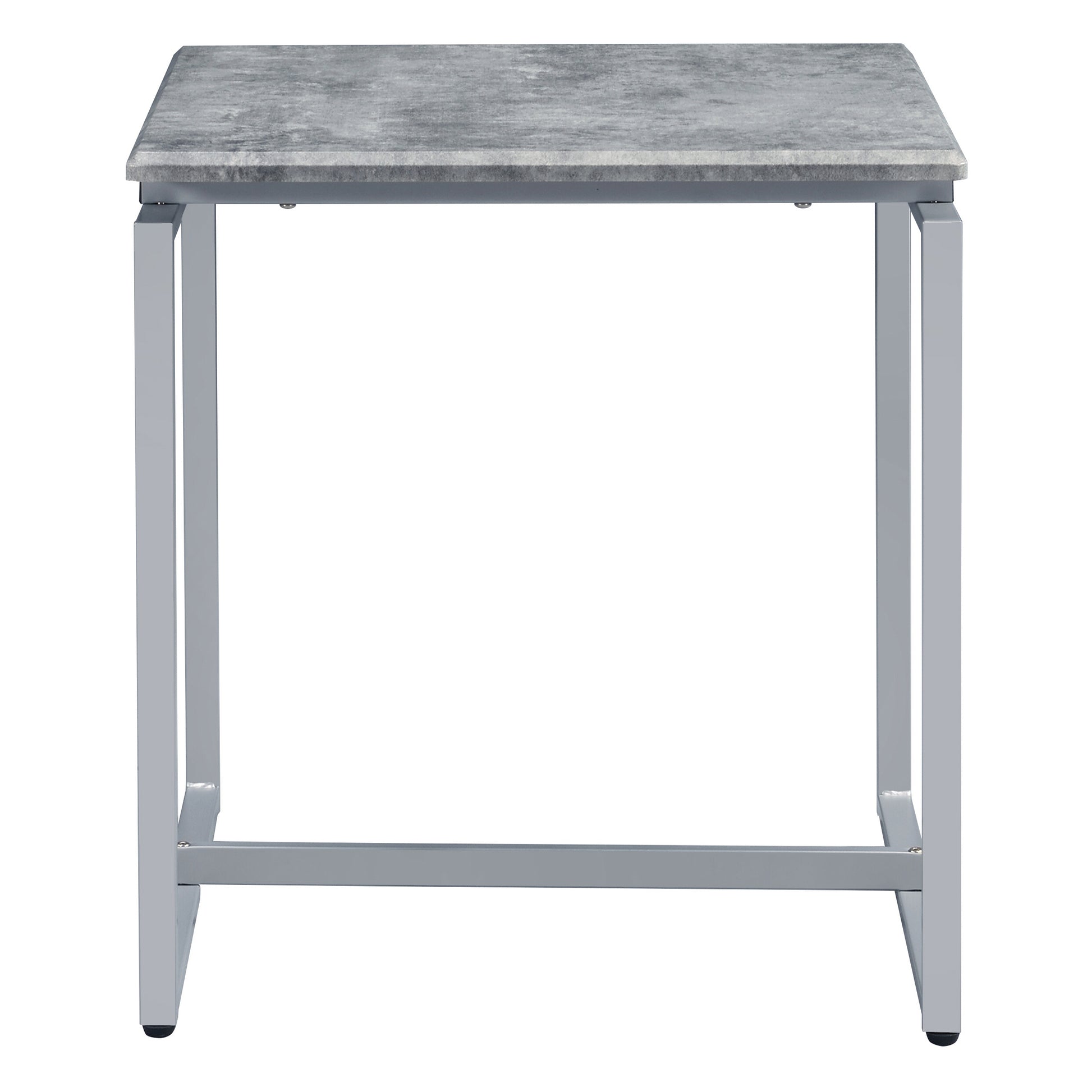 Grey And Silver Occasional Set With Trestle Base Grey Silver Primary Living Space Modern Rectangular Wood Metal Sled