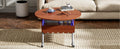 Round Lift Top Coffee Table With Wheels, Metal Frame And Multi Color Lighting In 27.6