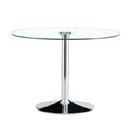 A Glass Tabletop With A Diameter Of 39.7 Inches And A Modern Minimalist Circular Dining Table With Electroplated Silver Metal Legs. Suitable For Restaurants, Living Rooms, And Conference Rooms.Dt