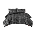 Metallic Print Faux Fur Comforter Set Twin Black Silver Polyester