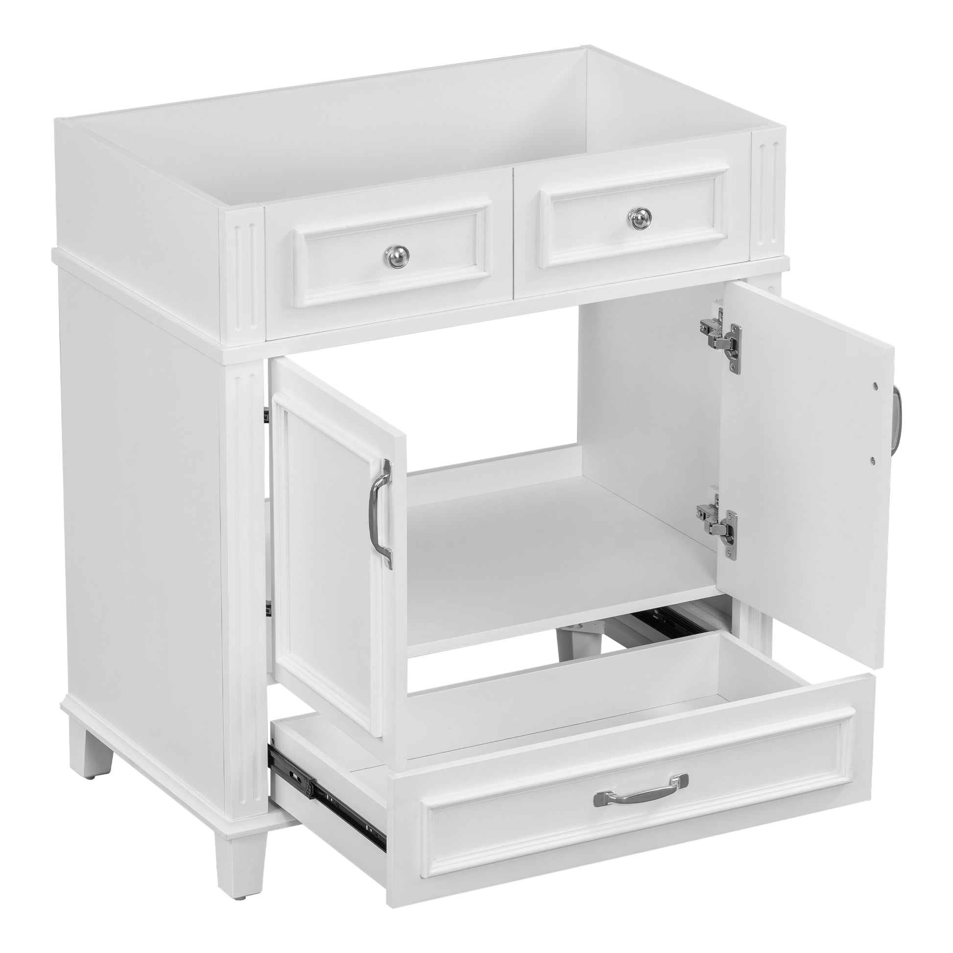 30'' Bathroom Vanity Without Top,Solid Wood Frame Bathroom Storage Cabinet With Soft Closing Doors,Frame Bathroom Storage Cabinet Only, Retro Style, White 1 White 2 Bathroom Freestanding Modern Solid Wood Mdf Painted