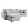 Down Filled Upholstery Convertible Sectional Sofa, L Shaped Couch With Reversible Chaise Light Gray Polyester 4 Seat
