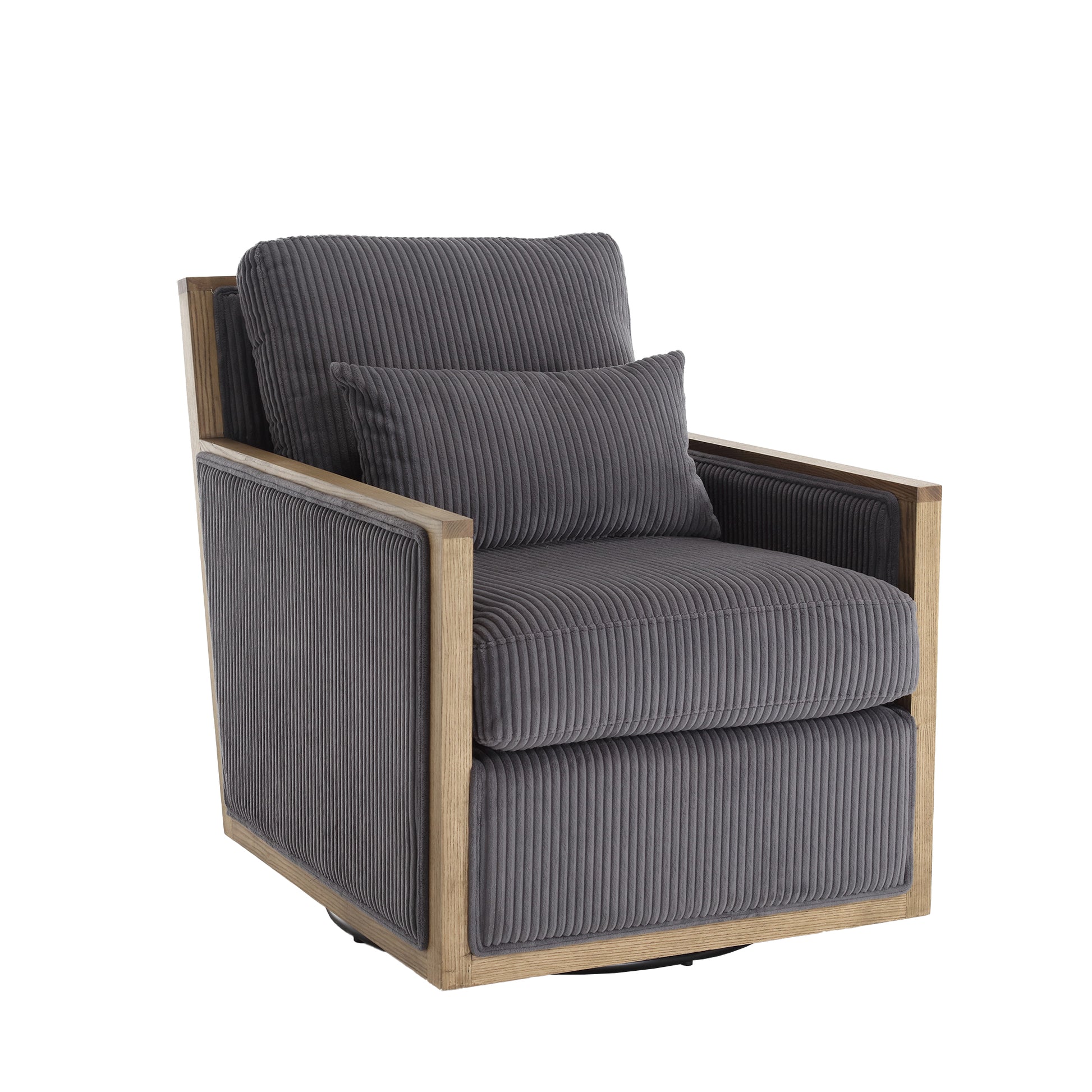Coolmore Corduroy Swivel Barrel Chair, Comfy Accent Sofa Chair For Living Room, 360 Degree Swivel Barrel Club Chair, Leisure Arm Chair For Nursery, Hotel, Bedroom, Office, Lounge Dark Gray Dark Gray Primary Living Space Foam Corduroy