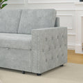 85 Inches Sofa Bed, 3 Seater Sleeper Sofa With Storage Chaise, Square Handrail With Pull And Copper Nail,Chenille Light Grey, Pull Out Couch For Living Room Light Grey Chenille 3 Seat