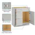 30 In. W X 21 In. D X 34.5 In. H In Shaker Dove Plywood Ready To Assemble Floor Vanity Sink Base Kitchen Cabinet With Left Door Light Gray Plywood