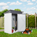 Xwt016 Garden Metal Storage Lifter Shed Gray White 5X3X6Ft Outdoor Storing Tools Rainproof Hinge Door Version Grey Metal