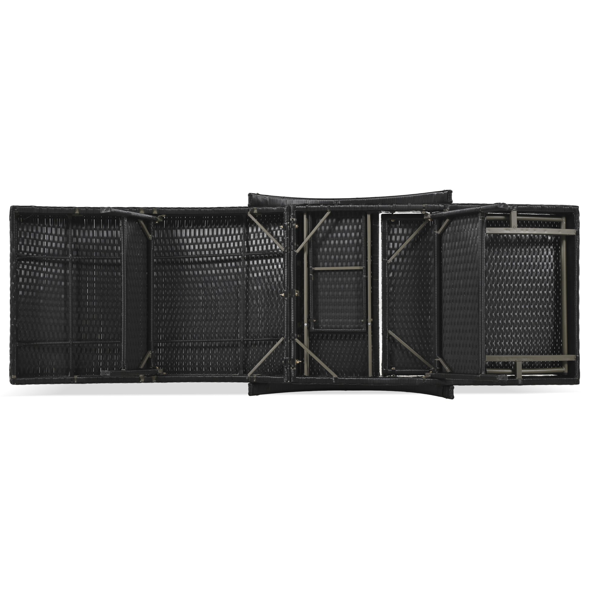 K&K 80'' Outdoor Wicker Chaise Lounge Chairs Set Of 2, Patio Rattan Reclining Chair Pull Out Side Table Adjustable Backrest Ergonomic Wave Design Pool Sunbathing Recliners, Black No Lounge Black