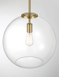 Gleam Single Light Pendant Lamp With Clear Globe Glass Satin Brass Clear,Gold Ceiling Lights Brass,Glass