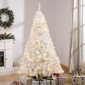 Homcom 6' Tall Prelit Christmas Tree Douglas Fir Artificial Christmas Tree With Realistic Branches, 250 Warm White Led Lights And 1000 Tips, White White Plastic