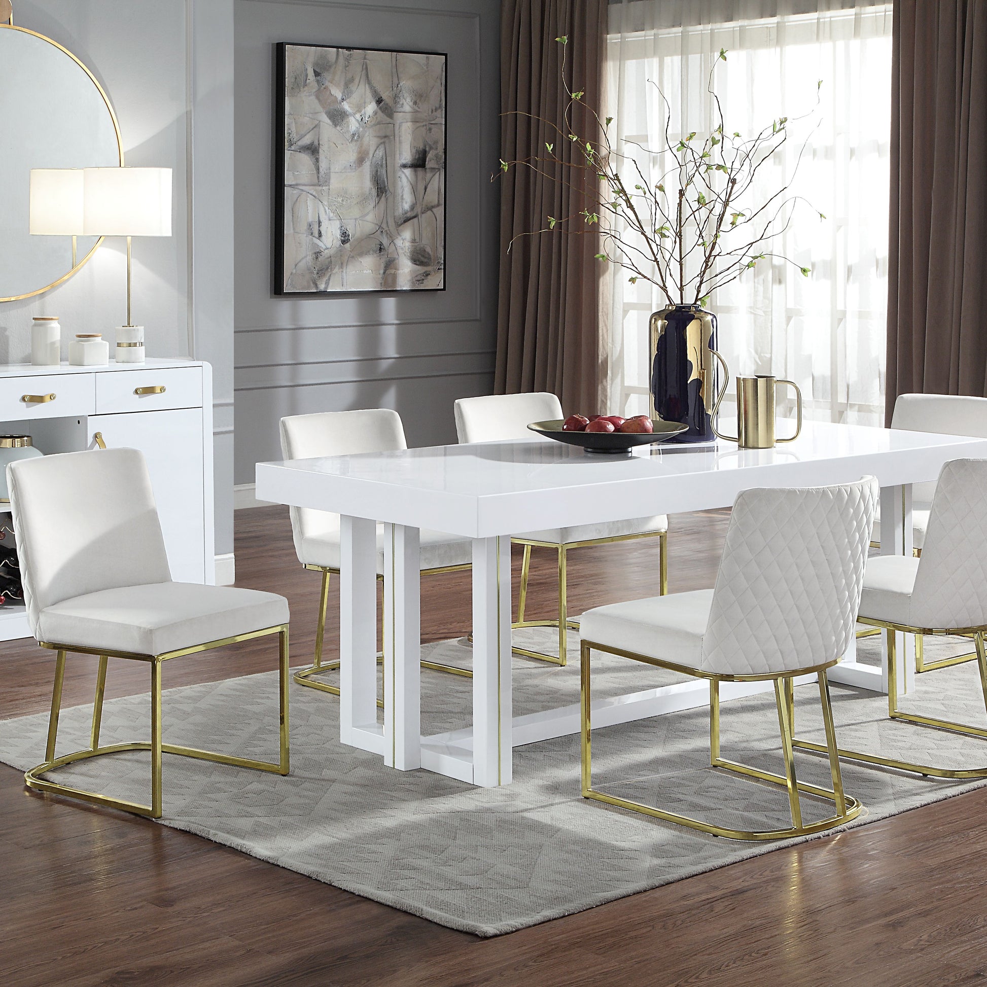 White And Gold Side Chair With Metal Base Set Of 2 Solid White Gold Dining Room Contemporary Side Chair Solid Back Set Of 2 Fabric Metal