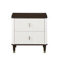White And Brown 2 Drawer Nightstand With Usb Port Brown White 2 Drawers Bedroom Rectangle Modern Drawers White Wood