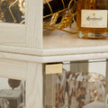 Corner Glass Cabinet Lighted Curio Cabinet Corner Display Case For Living Room, Curio Cabinet, Antique Collection, Wine,Bar Glass Storage Light Included, Antique White Antique White Mdf