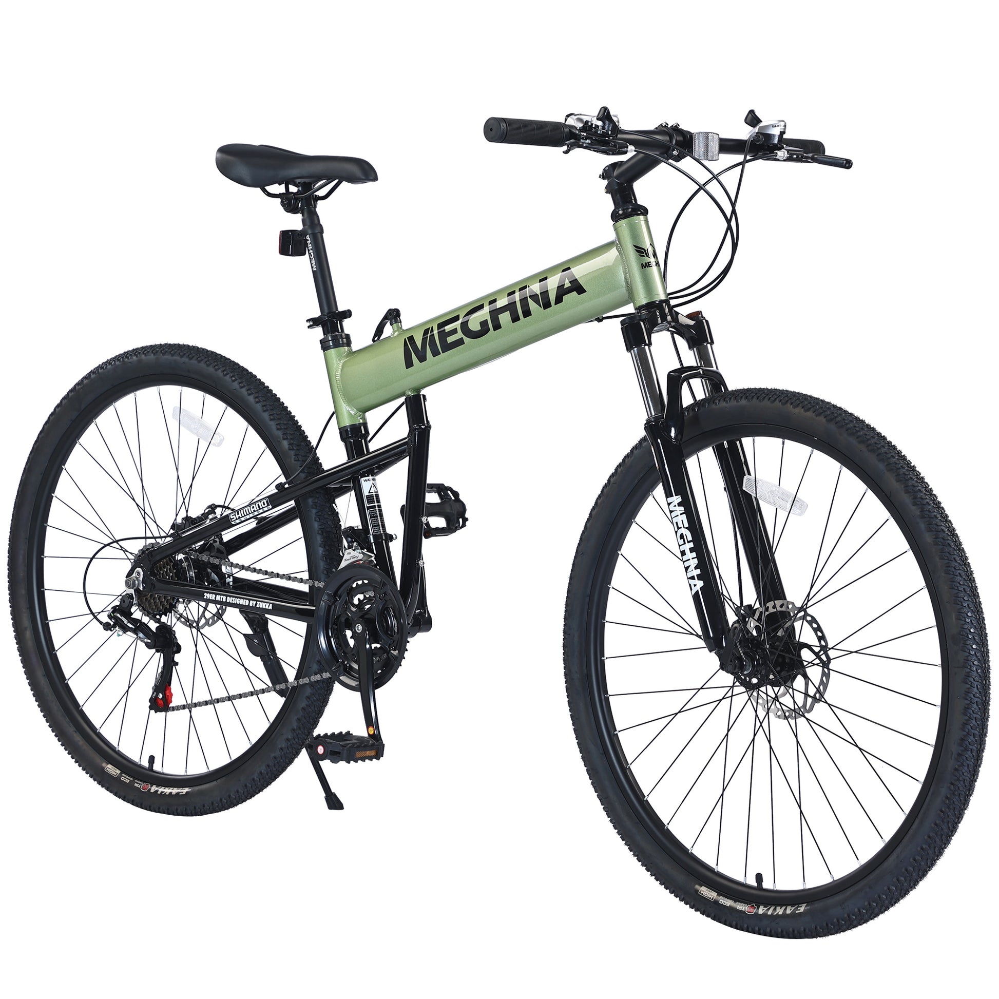 29" Folding Mountain Bike ,Suspension Fork,Aluminium Alloy Frame 21Speed Mountain Bike Cycling Green Garden & Outdoor Aluminium Alloy