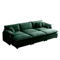 Oversized Modular Cushioned Sofa,With 3 Ottomans To Work As Sleeper Sofa Beds, 3 Seater Sofa With 3 Footstools,Green Corduroy Fabric Green Corduroy 3 Seat