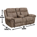 Nashville Glider Recliner Console Loveseat Light Brown Light Brown Faux Leather 2 Seat