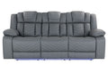 Raize Grey 10 Power Reclining Sofa With Ddt, Wc And Led Gray Fabric 3 Seat