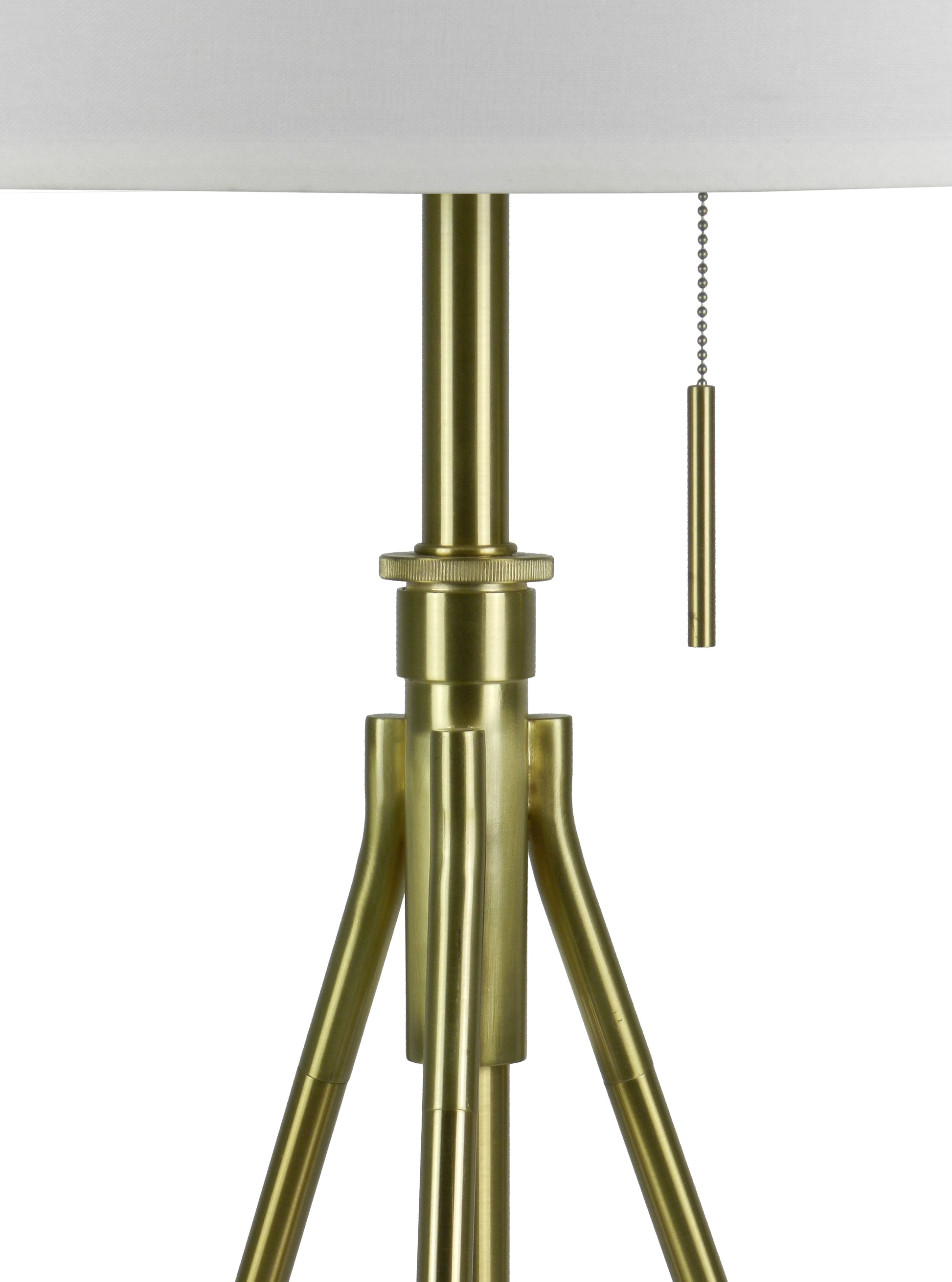 32 37"H Adjustable Tripod Table Lamp Brushed Gold Brushed Gold,Soft White Led Fabric Metal