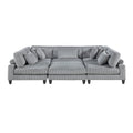 6Pc Modular Sectional Set Gray Corduroy Upholstery 3X Armless Chairs 2X Corner Seats 1X Ottoman Pillows Living Room Furniture Gray Corduroy Wood Primary Living Space Contemporary,Modern Modular