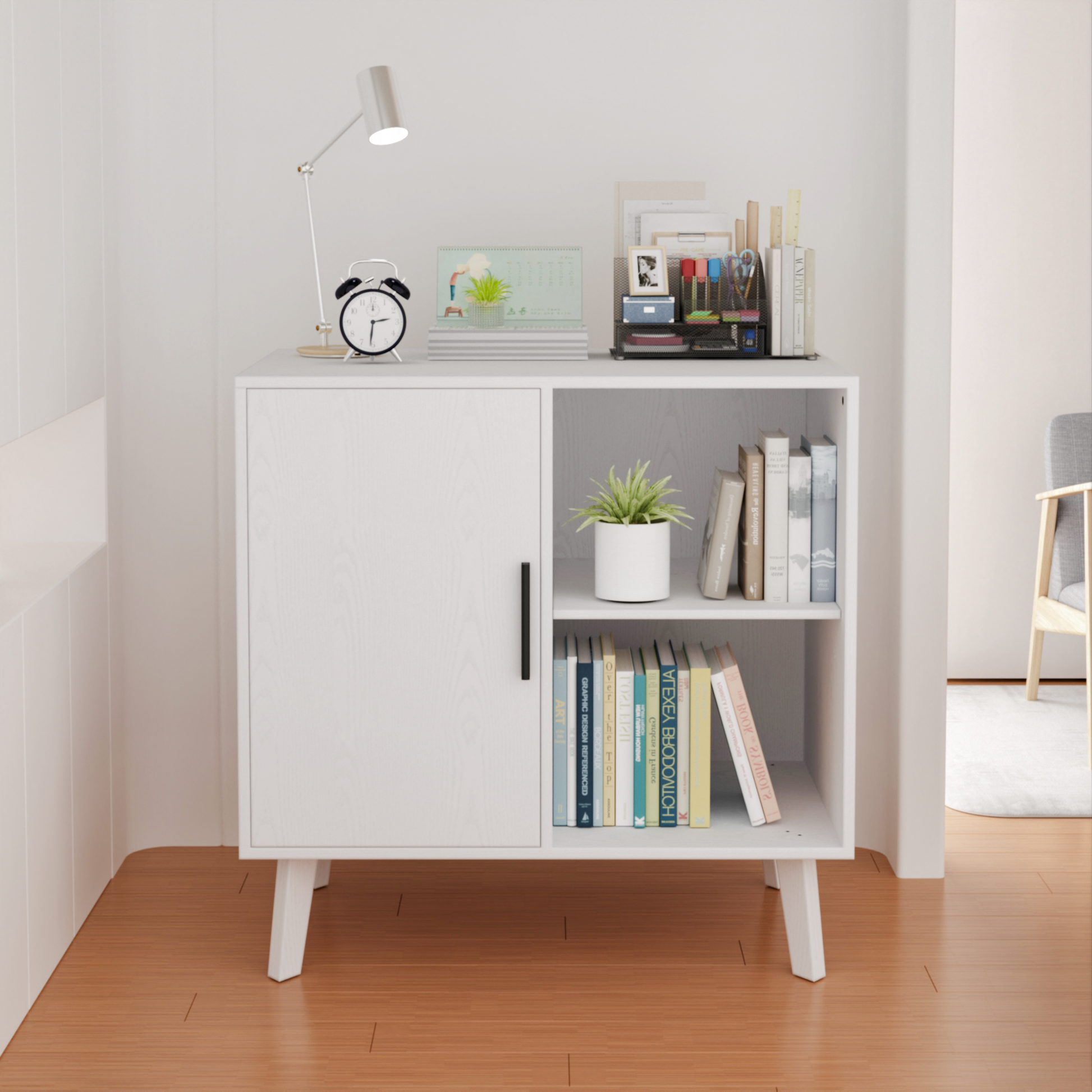 Sideboard Buffet Kitchen Storage Cabinet, Accent Cabinet With Solid Wood Feet For Decorated Doors, Dining Room, Hallway, Cupboard Console Table, Liquor Accent Cabinet White White Wood