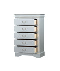 Platinum 5 Drawer Chest With Metal Handles Silver Bedroom Particle Board Mdf