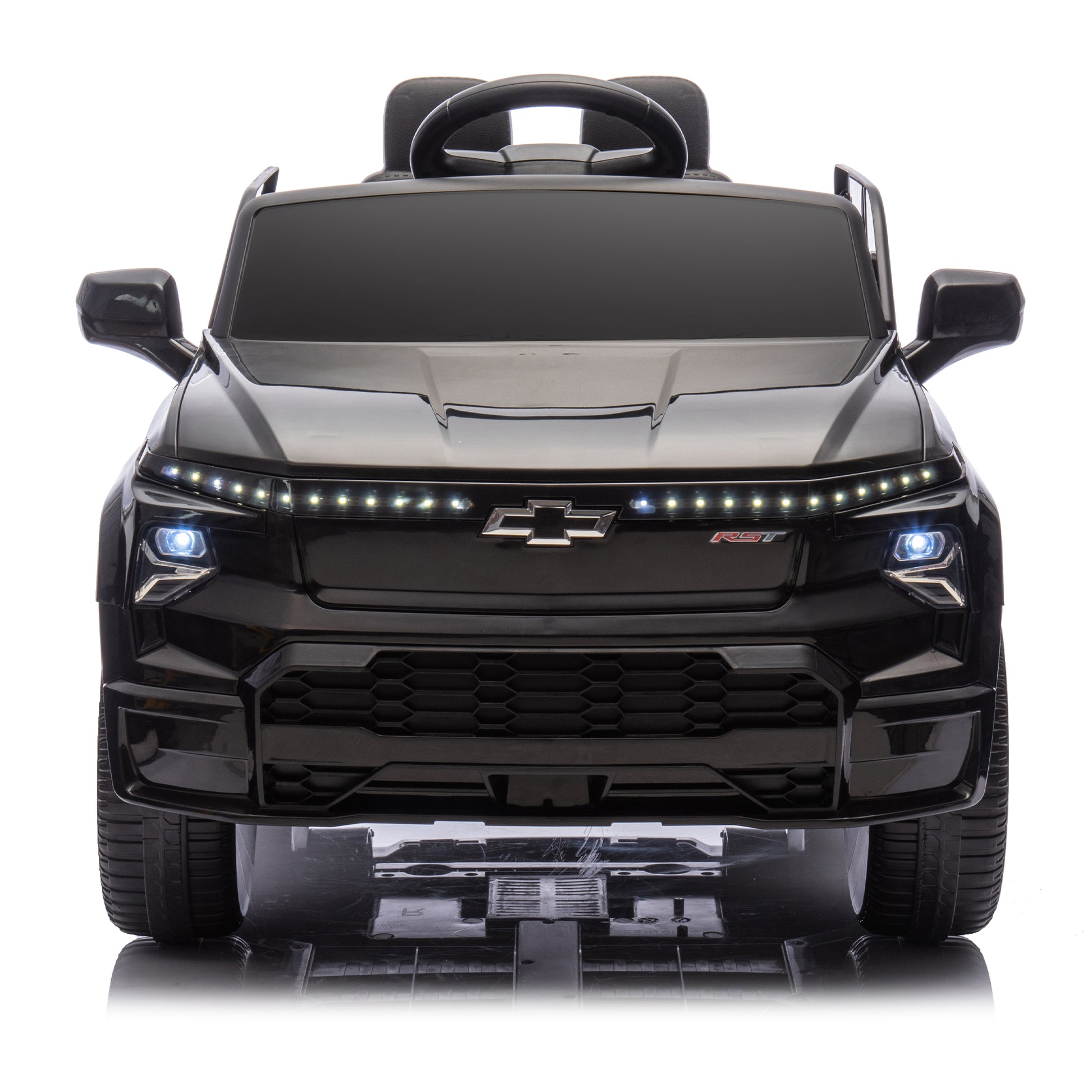 12V Kids Ride On Car W Parents Control,Licensed Chevrolet Silverado,Four Wheel Suspension,Led Lights,Bluetooth,Music,Usb,Mp3,Power Display,Speeds 1.86 3.11Mph For Kids Aged 2 5. Black 50 99 Lbs