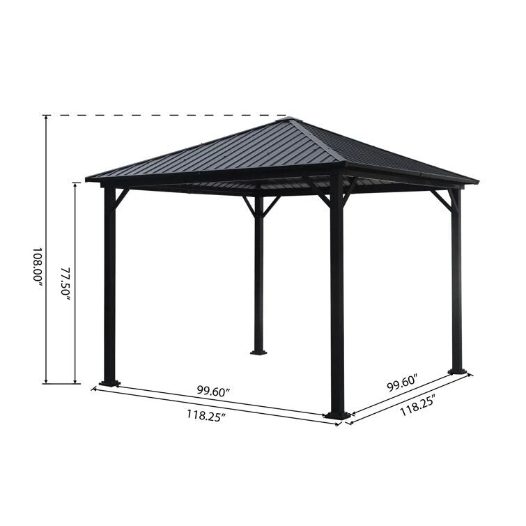 Pablo 10 X 10 Ft. Gazebo Black Garden & Outdoor Gazebos Iron