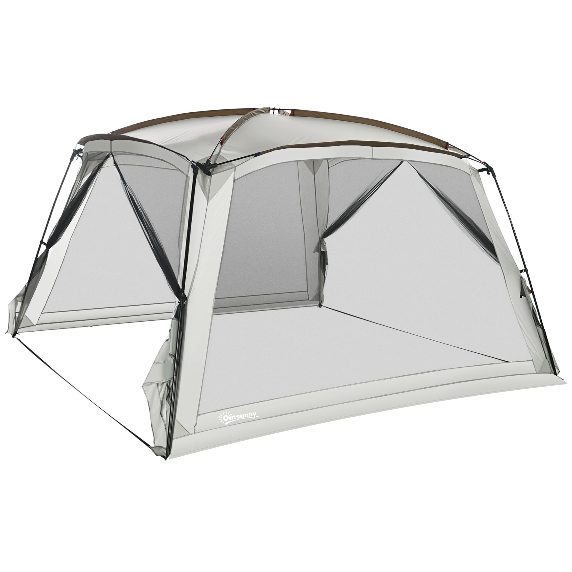 Outsunny 12' X 12' Screen House Room, Uv50 Screen Tent With 2 Doors And Carry Bag, Easy Setup, For Patios Outdoor Camping Activities White Polyester