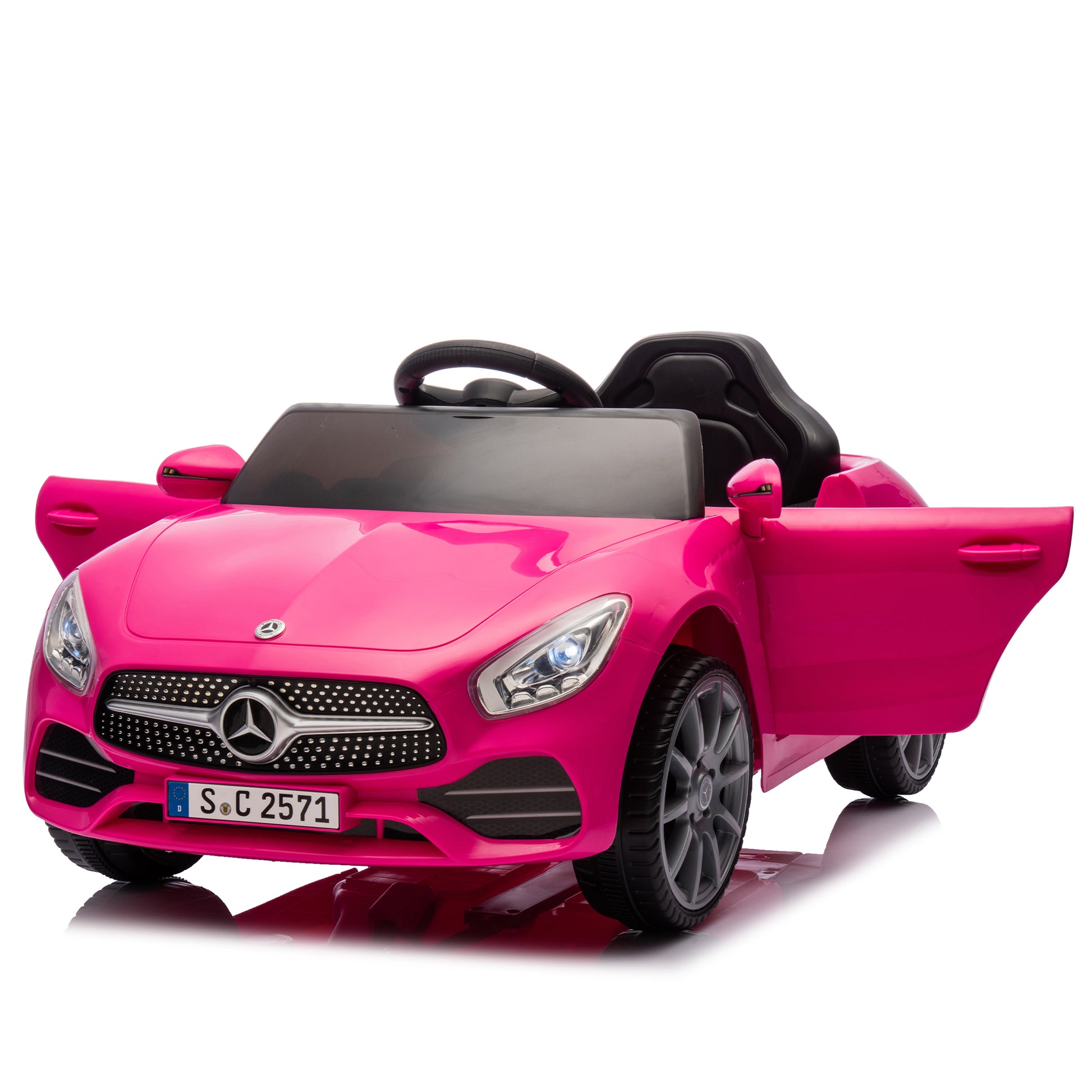 Licensed Mercedes Benz Cls 350,12V Kids Ride On Toy Car W Parents Control,2Wd,Four Wheel Suspension,Music,Bluetooth,Led Light,Usb,Power Display,Volume Adjustment,Speeds 1.24 3.11Mph For Kids Aged 2 4. Pink 50 99 Lbs Polypropylene