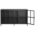 Heavy Duty Metal Modern Sideboard Buffet Cabinet With Storage Premium Steel Storage Cabinet ,Adjustable Feet,Glass Doors,Large Capacity Organizer For Living Room,Bed Room,Dining Room Black Kitchen