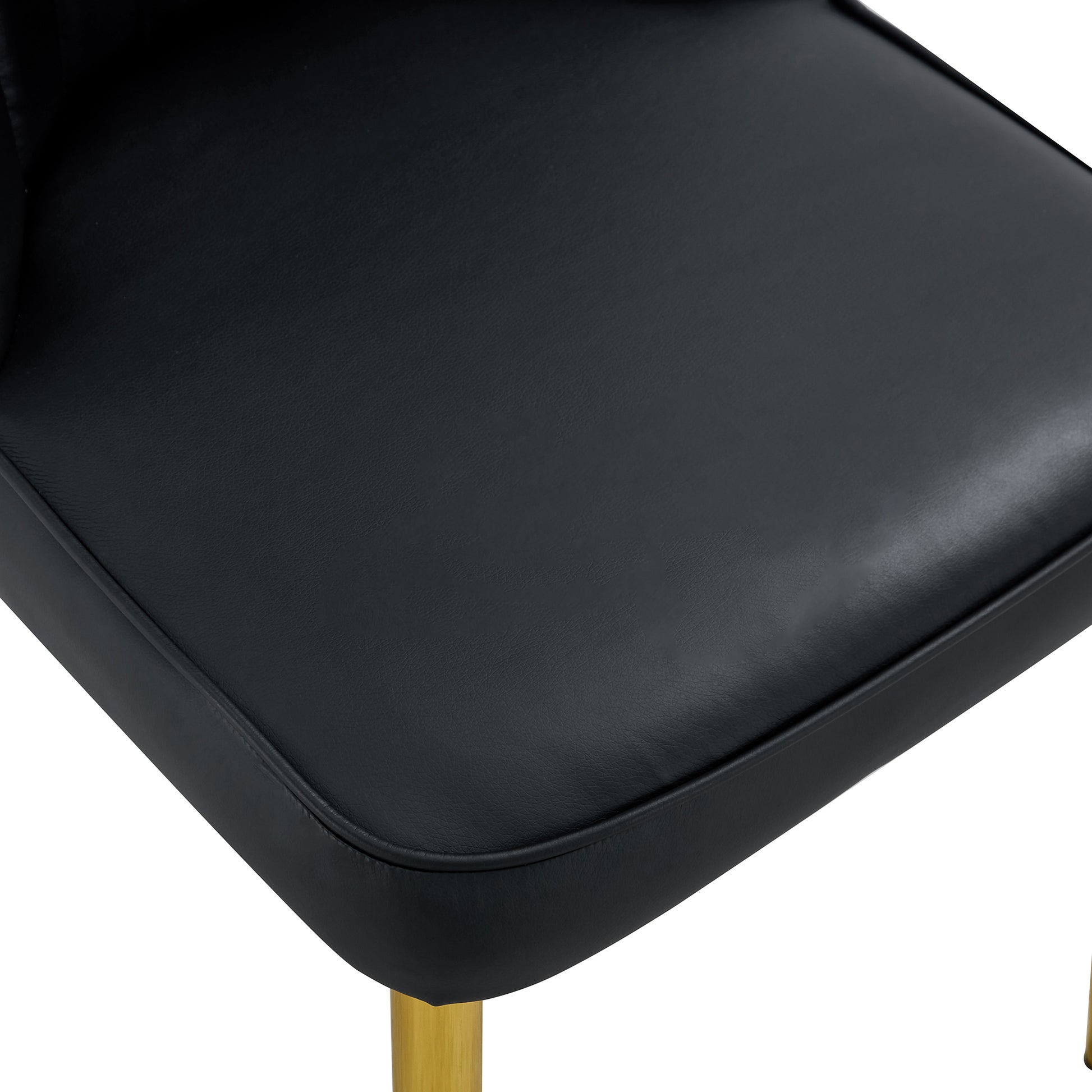 4 Modern Dining Chairs, Sleek Pu Leather Backrest, And Gold Metal Legs Bring A Comfortable Home Experience To The Kitchen, Bedroom, And Office. Black Pu