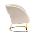 Coolmore Upholstered Tufted Living Room Chair Textured Linen Fabric Accent Chair With Metal Stand Beige Velvet