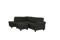 Contemporary 3 Pcs Sectional Sofa Ash Black Polyfiber Cushion Sofa Chaise Ottoman Reversible Couch Pillows Black Multi Wood Primary Living Space Tufted Back Contemporary,Modern L Shaped Rubberwood Particle Board 5 Seat