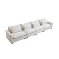 4 Seater Deep Seat Couches For Living Room, Comfy Beige Corduroy Sofas For Living Room Modern With 4 Waist Pillows Beige Corduroy 4 Seat