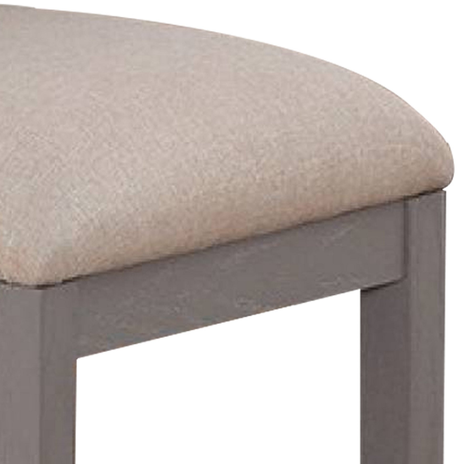 24 Inch Wood Counter Stool, Set Of 2, Cushioned, Farmhouse Design, Gray Beige Grey Wood Fabric