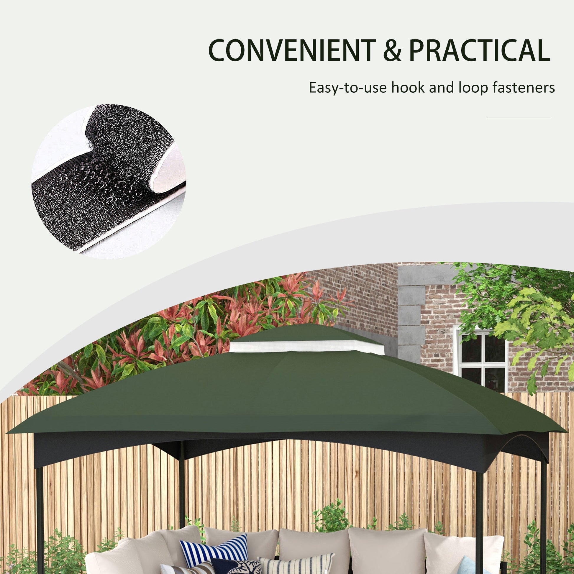 Outsunny 10' X 12' Gazebo Canopy Replacement, 2 Tier Outdoor Gazebo Cover Top Roof With Drainage Holes, Top Only , Green Green Polyester