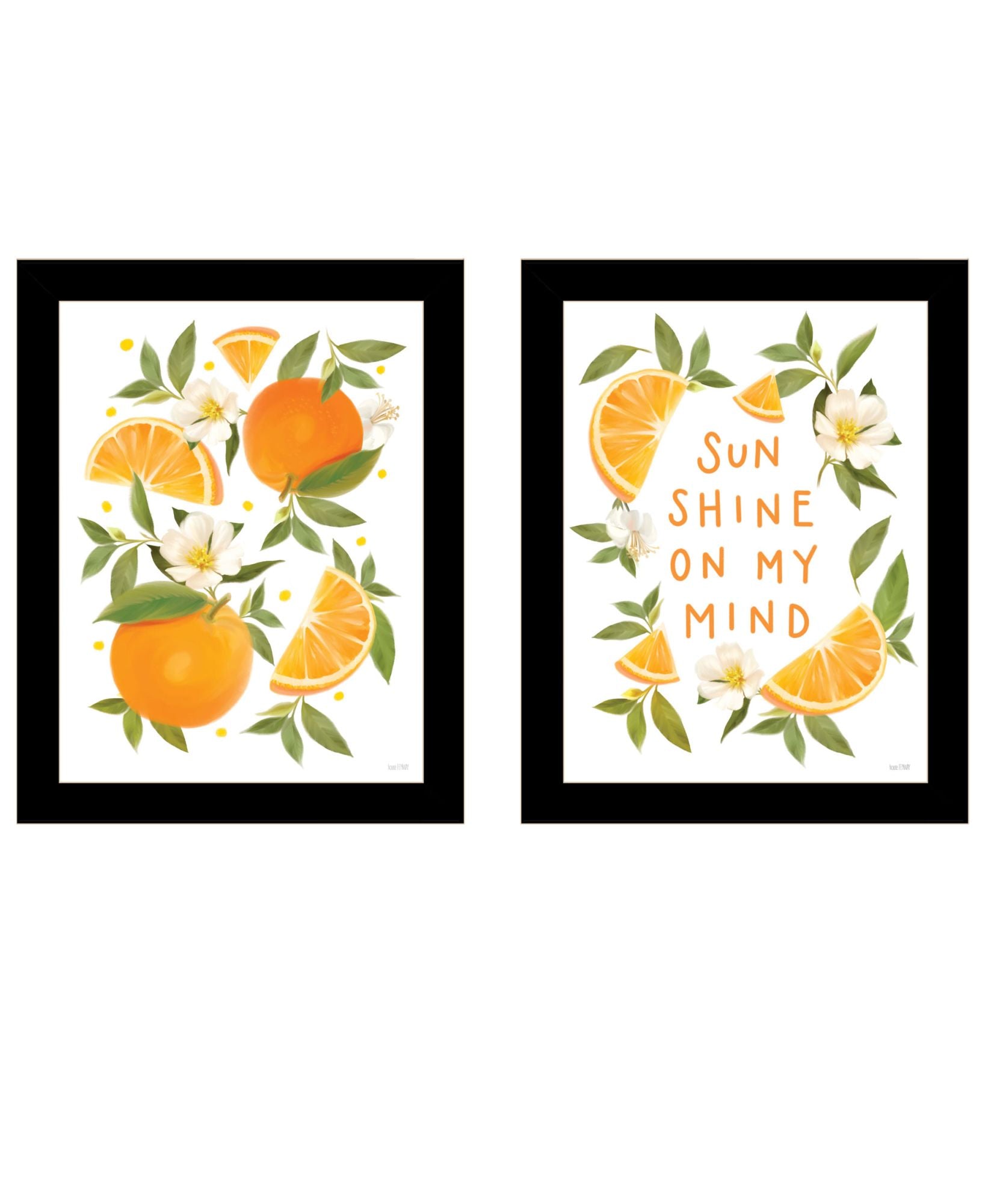 "Sunshine On My Mind Oranges" Framed Wall Art For Living Room, Wall Art Print For Home Decor, Bedroom Wall Art By House Fenway Multicolor Wood Paper