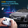 Aosom Kids Ride On Car, 12V Licensed Audi Rs E Tron Gt 3.1 Mph Electric Car For Kids, Ride On Toy For Boys And Girls With Remote Control, 4 Wheels With Suspension, Horn, Music, Lights, Gray Gray Plastic