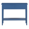 Entryway Table With 2 Drawers, Rustic Console Table With Open Shelf And Rubber Wood Legs For Entryways, Living Rooms, And Hallways Navy Navy Mdf,Rubber Wood