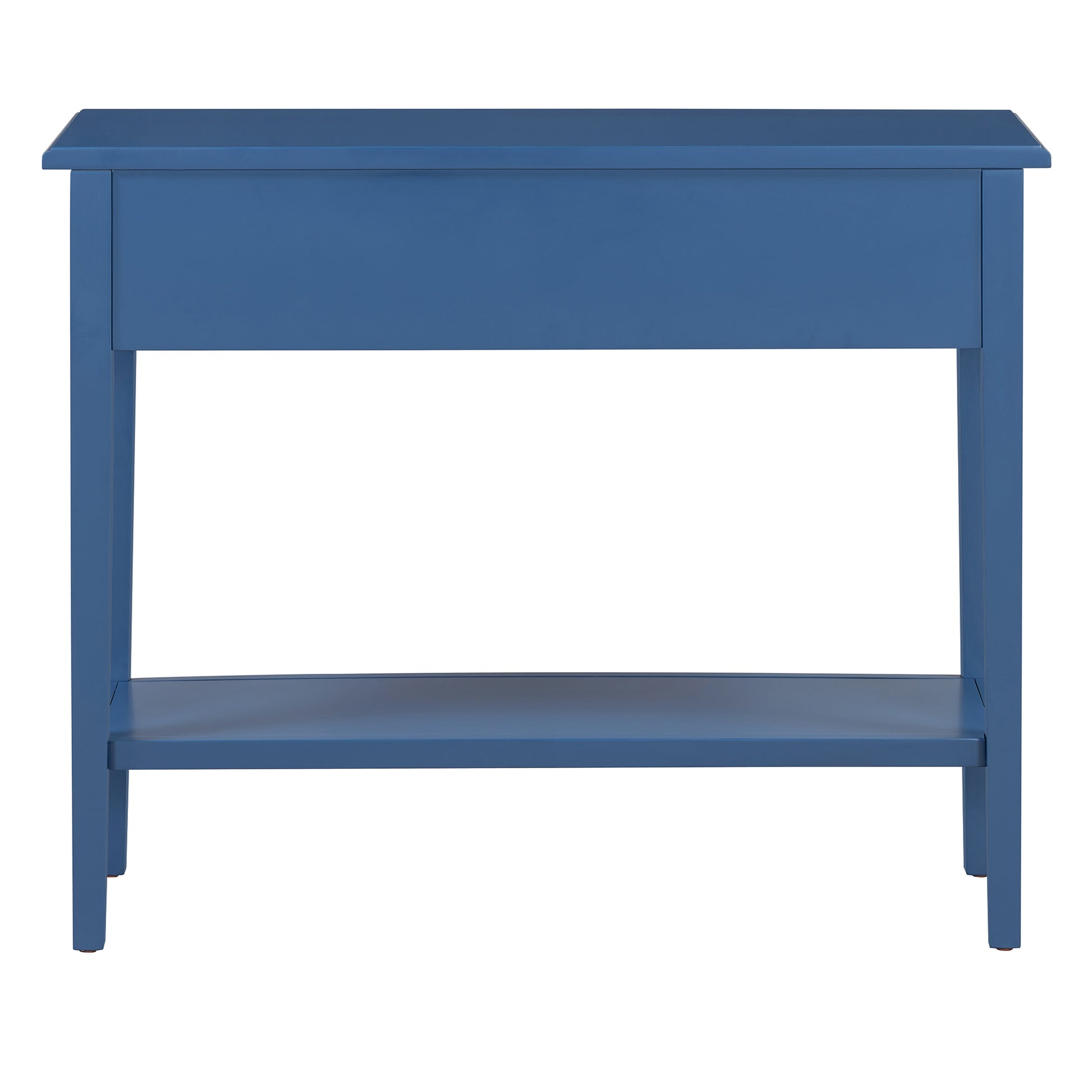 Entryway Table With 2 Drawers, Rustic Console Table With Open Shelf And Rubber Wood Legs For Entryways, Living Rooms, And Hallways Navy Navy Mdf,Rubber Wood
