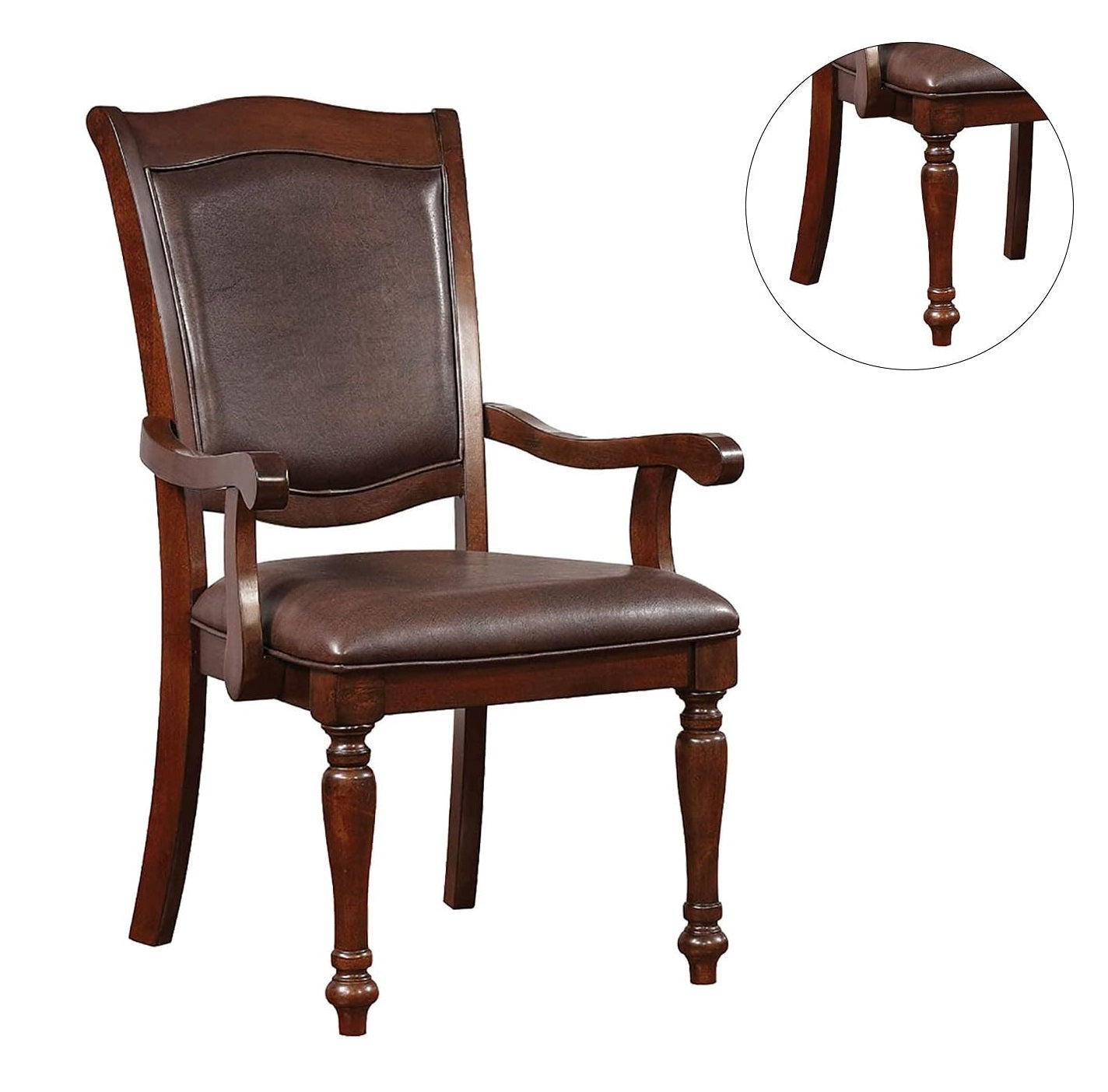 Luxurious Traditional Dining Chairs Brown Cherry Solid Wood Espressoseat Set Of 2Pc Arm Chairs Turned Legs Kitchen Dining Room Cherry,Espresso Brown Dining Room Traditional Dining Chairs Solid Back Solid Wood