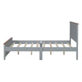 Full Size Wood Platform Bed Wooden Slat Support, Vintage Simple Bed Frame With Rectangular Headboard And Footboard, Grey Box Spring Not Required Full Grey Wood