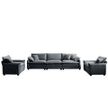 Warm And Cozy Sofa Set With Soft Cushions And Pillows, Home Theater Style Sofa Set Consisting Of A 3 Seater Sofa And Two Single Sofas Ingrey Corduroy Fabric Grey Corduroy 5 Seat