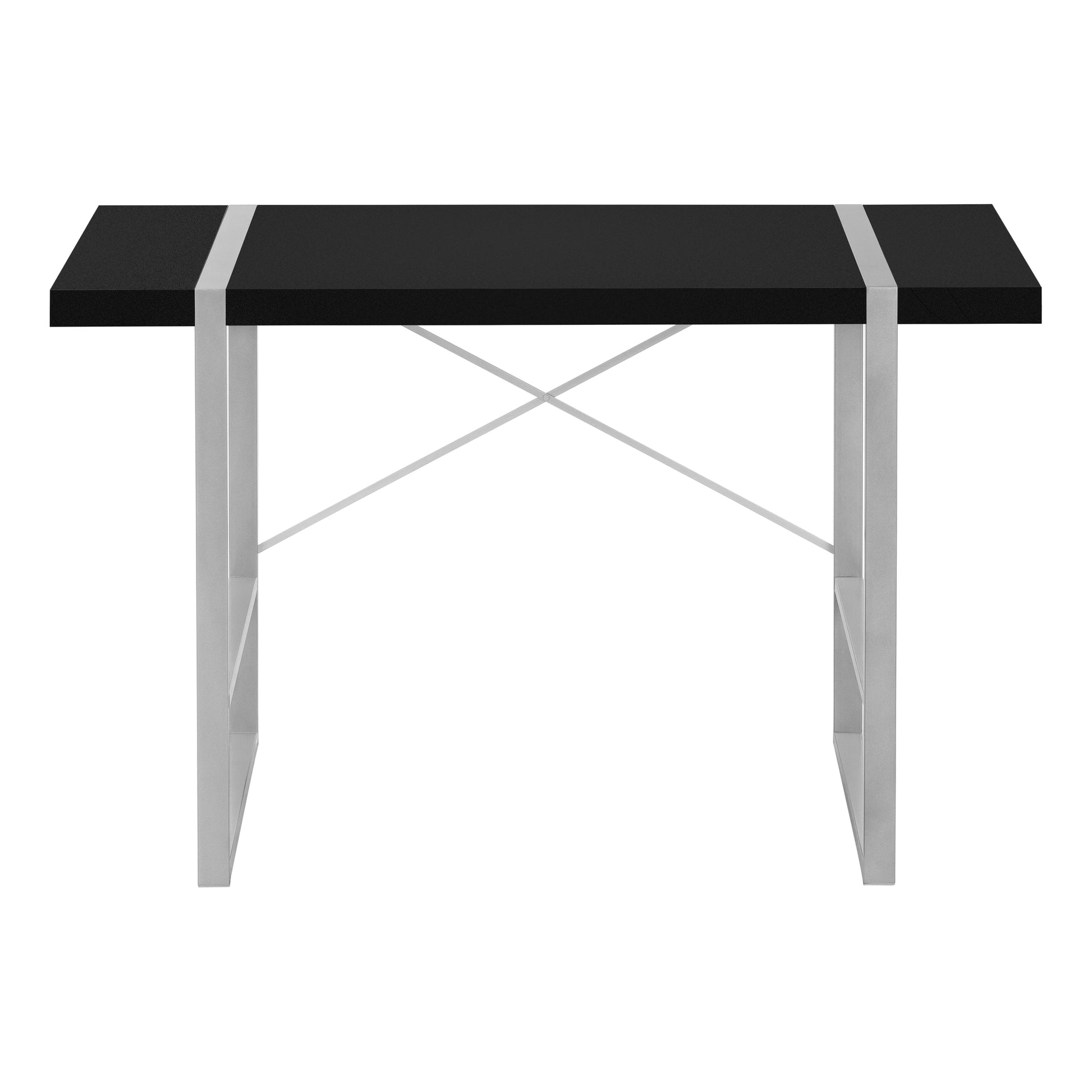 Computer Desk, Home Office, Laptop, 48"L, Work, Black Laminate, Grey Metal, Contemporary, Modern Black Particle Board