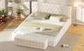 2 Pieces Bedroom Sets Queen Size Upholstered Bed With Rectangular Upholstered Ottoman For Bedroom,White Queen White 2 Piece Set Solid Wood Mdf