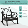 Outsunny Outdoor Wicker Rocking Chair With Padded Cushions, Aluminum Furniture Rattan Porch Rocker Chair W Armrest For Garden, Patio, And Backyard, Khaki Brown Aluminum