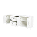 Modern White Tv Stand With Drawers And Cabinet For Organized Entertainment Center White 60 69 Inches Particle Board Mdf