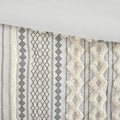 Cotton Printed Comforter Set With Chenille Ivory Full Queen Queen Ivory Cotton